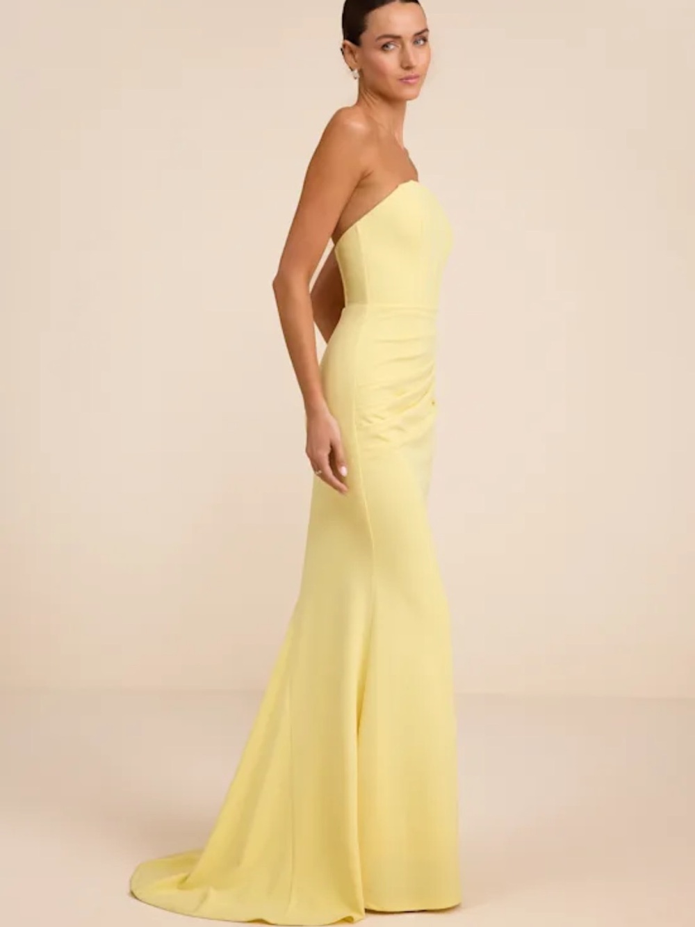 NWT Lulus Laney Light Yellow Strapless‎ Corset Maxi Dress - Picture 4 of 11